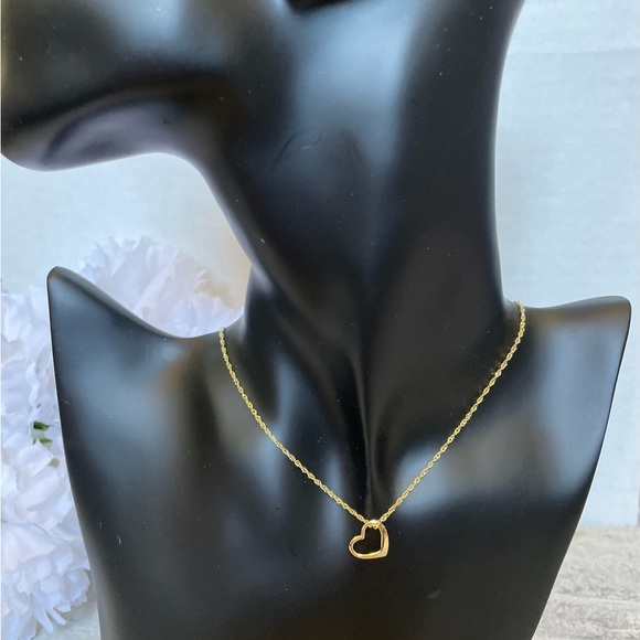 10k Yellow, White or Rose Gold Mini Floating Necklace Heart Slide Charm Pendant - Picture 6 of 16